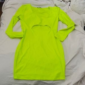 Neon Yellow Cut-out Mini Dress